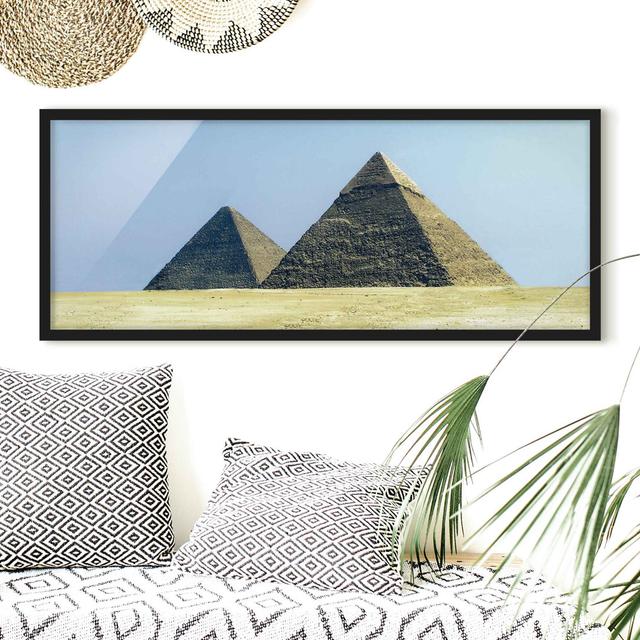 Pyramids of Giza - Picture Frame Graphic Art World Menagerie Size: 30cm H x 75cm W x 2cm D, Format: Black, Matte Colour: No Matte on Productcaster.