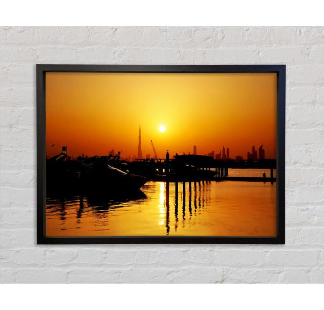 The Harbour At Sunrise - Single Picture Frame Art Prints on Canvas Bright Star Size: 84.1cm H x 118.9cm W x 3.3cm D on Productcaster.