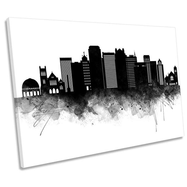 Birmingham USA Abstract City Skyline - Wrapped Canvas Print Ebern Designs Size: 30.5cm H x 45.7cm W x 2cm D on Productcaster.