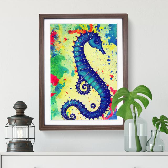 Seahorse Splash No.1 - Picture Frame Painting House of Hampton Size: 34cm H x 25cm W x 2cm D, Frame Colour: Brown Framed on Productcaster.