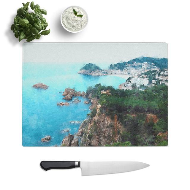 View of the Coasta Brava in Spain Painting Chopping Board East Urban Home Size: 0.4cm H x 20cm W x 28.5cm L on Productcaster.