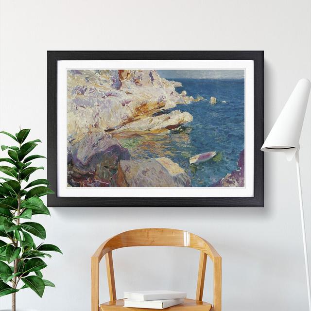 Sea Cliffs by Joaquin Sorolla Y Bastida - Picture Frame Painting on MDF East Urban Home Size: 48cm H x 65cm W x 2cm D, Frame Option: Black Framed on Productcaster.