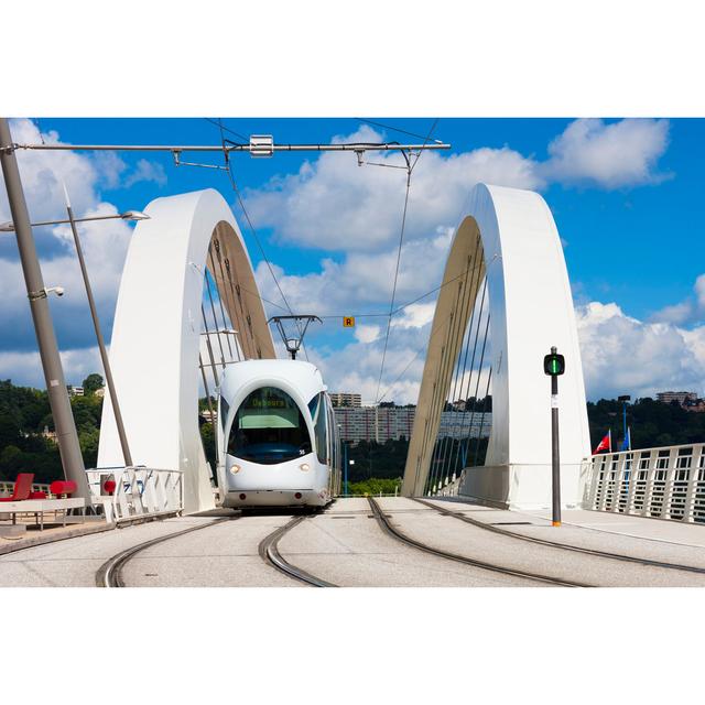 Tram On The Bridge by Vwalakte - Wrapped Canvas Print 17 Stories Size: 30cm H x 46cm W on Productcaster.