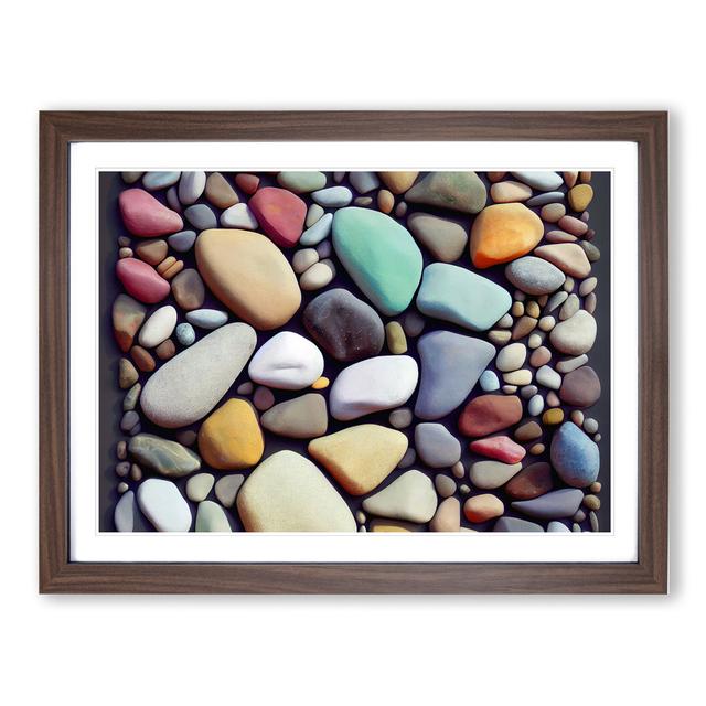 Beauteous River Pebbles - Picture Frame Graphic Art 17 Stories Size: 46cm H x 64cm W x 2cm D, Frame Colour: Walnut Framed on Productcaster.