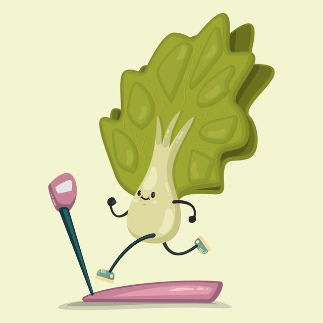 Lettuce Exercising Illustration Happy Larry Size: 122cm H x 122cm W x 3.8 cm D on Productcaster.