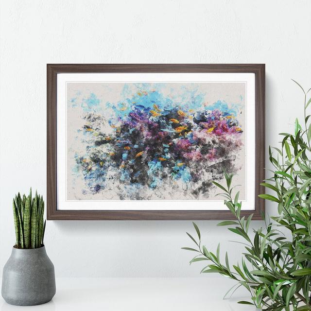 Coral Reef and Fish Vol.1 - Picture Frame Painting East Urban Home Size: 27cm H x 36cm W x 2cm D, Frame Option: Walnut on Productcaster.