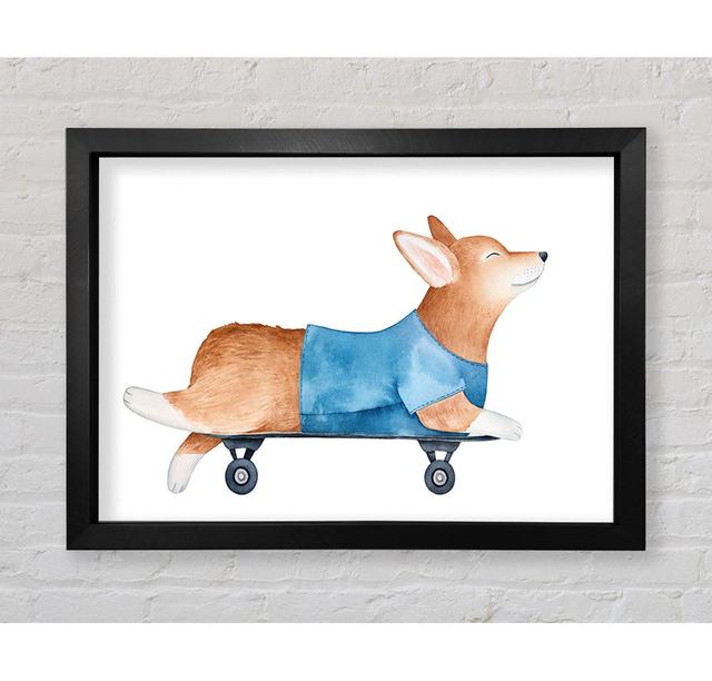 Corgi On A Skateboard - Single Picture Frame Art Prints Rosalind Wheeler Size: 42cm H x 59.7cm W x 3.4cm D on Productcaster.