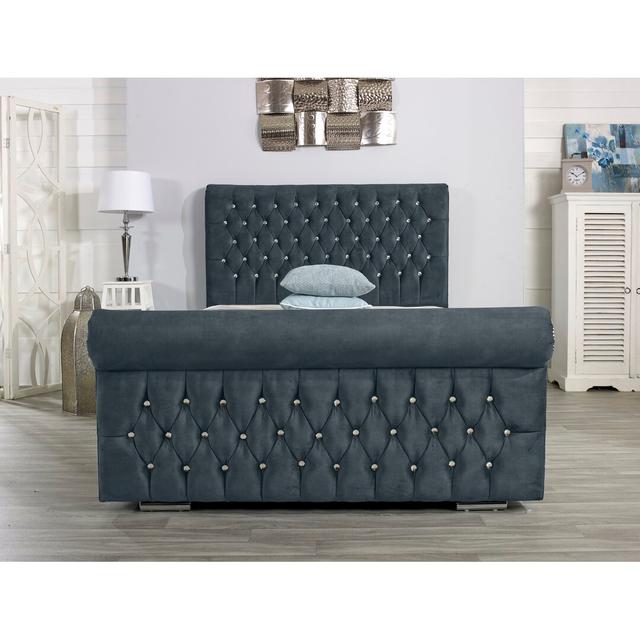 Herveline Upholstered Bed Frame Wayfair Sleep Colour: Steel, Size: Super King (6') on Productcaster.