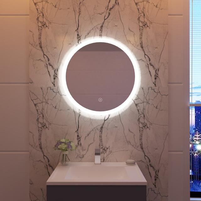 Archuleta Lighted Wall Mounted Bathroom Mirror Ivy Bronx Size: 60cm H x 60Cm W on Productcaster.