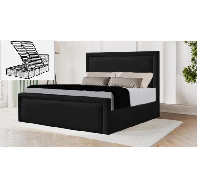 Bett Milan mit Stauraum Brayden Studio Farbe: Schwarz, Größe: 135 x 190 cm on Productcaster.