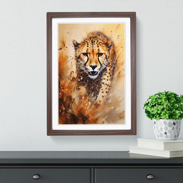 Cheetah Action No.2 - Single Picture Frame Print on Wood Latitude Vive Format: Walnut Framed, Size: 64cm H x 46cm W x 2cm D on Productcaster.