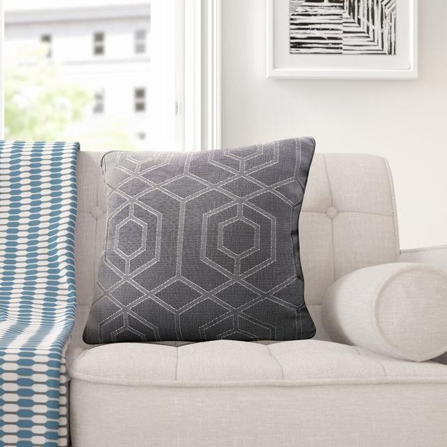 Camberwell Geometric Square Throw Cushion With Filling Curtina Size: 43cm H x 43cm W x 15cm D, Colour: Graphite on Productcaster.