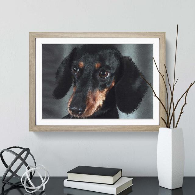 Portrait of a Dachshund Dog in Abstract - Picture Frame Painting Print on MDF East Urban Home Frame Option: Oak, Size: 35cm H x 50cm W x 2cm D on Productcaster.