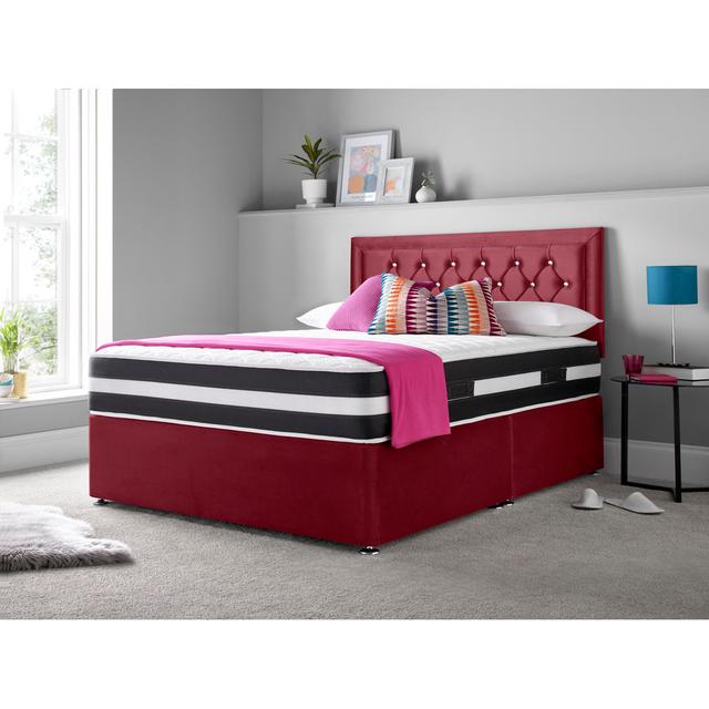 Marsing Divan Bed Set Rosdorf Park Size: Double (4"6), Colour: Maroon, Storage Type: Foot-end Drawers on Productcaster.