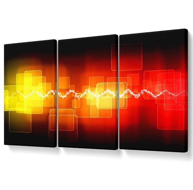 Colourful Squares 4 - 3 Piece Wrapped Canvas Graphic Art Ivy Bronx Size: 81.3cm H x 163cm W on Productcaster.