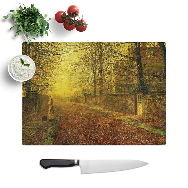 Autumns Golden Glow by John Atkinson Grimshaw Chopping Board East Urban Home Size: 0.4cm H x 20cm W x 29cm L on Productcaster.