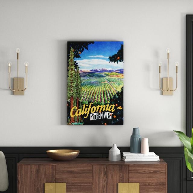 Travel Poster California - Advertisement Print on Canvas East Urban Home Size: 91cm H x 61cm W x 3.81cm D on Productcaster.