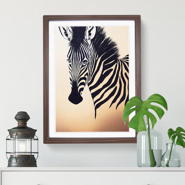 Zebra Portrait - Picture Frame Painting World Menagerie Frame Colour: Walnut, Size: 34cm H x 25cm W x 2cm D on Productcaster.