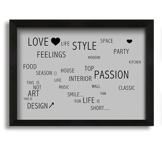 Love Life - Picture Frame Typography on Canvas Maturi Size: 42cm H x 60cm W x 10cm D, Colour: Grey on Productcaster.