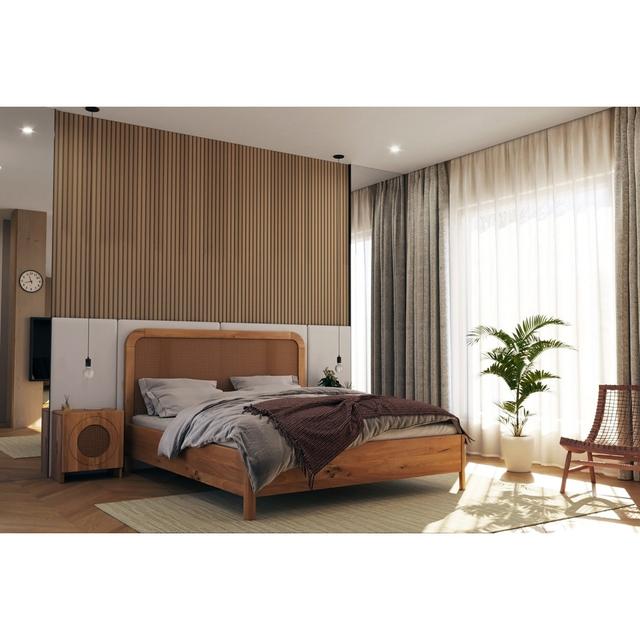 Shawny Bed 17 Stories Size: European Double (140 x 200cm), Colour: Natural Oil on Productcaster.