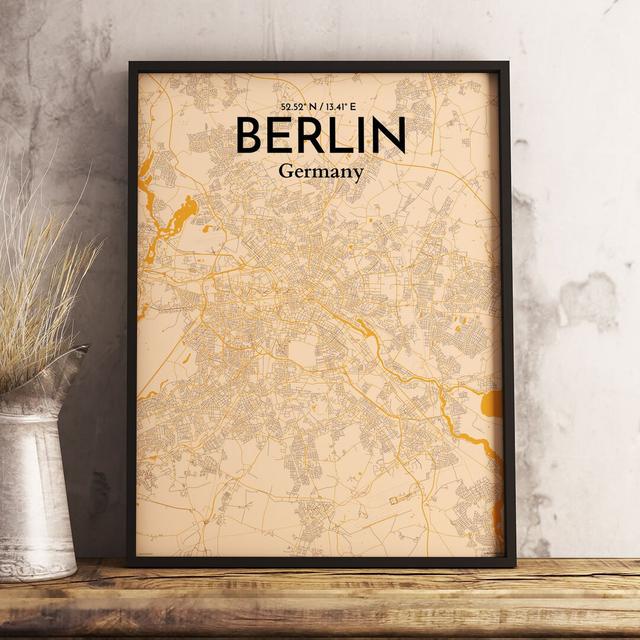 Berlin City Map - Unframed Graphic Art Print on Paper East Urban Home Size: 61cm H x 45.7cm W x 0.13cm D x 0.13cm D on Productcaster.