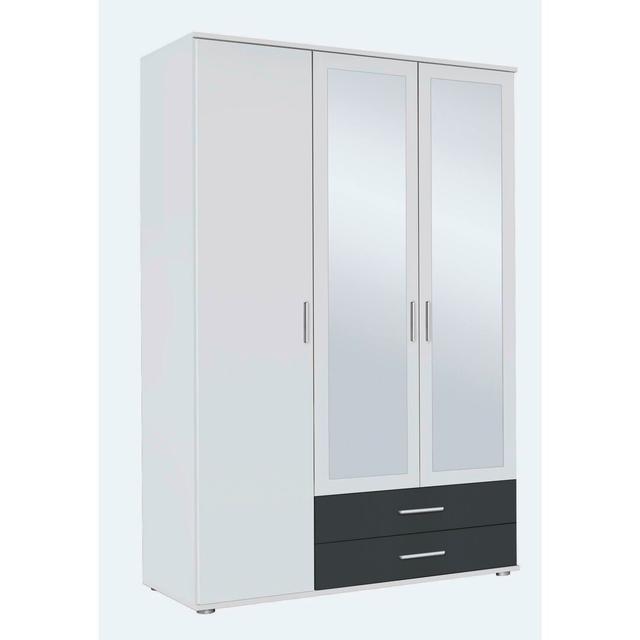 Drehtürenschrank Rasant Rauch Optionale Innenausstattung: Basic: 3 Fachböden, 1 Kleiderstange, 2 Schubkästen, Ausführung: Alpinweiß/Metallgrau on Productcaster.