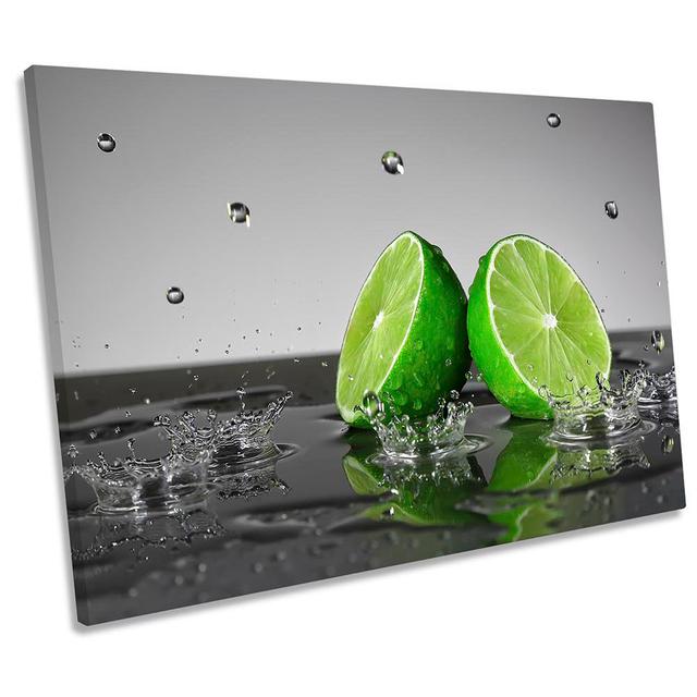 Lime Green Fruit Splash Kitchen - Wrapped Canvas Print 17 Stories Size: 50.8cm H x 76.2cm W x 2cm D on Productcaster.