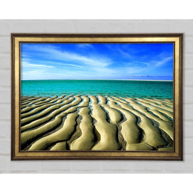 Sand Patterned Ocean Framed Print House of Hampton Size: 21cm H x 29.7cm W x 1.5cm D on Productcaster.