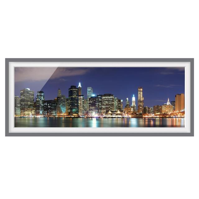 Manhattan in New York City - Picture Frame Photograph Brayden Studio Size: 30cm H x 75cm W x 2cm D, Frame Option: Grey Framed on Productcaster.