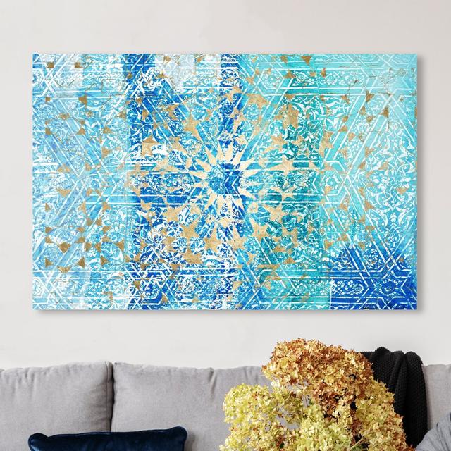 'Aqua Geometric Estate' Graphic Art on Wrapped Canvas East Urban Home Size: 61 cm H x 91.4 cm W on Productcaster.