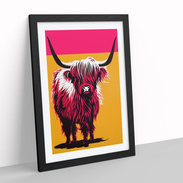 Highland Cow No.3 - Picture Frame Graphic Art Latitude Run Size: 64cm H x 46cm W x 2cm D, Frame Colour: Black on Productcaster.