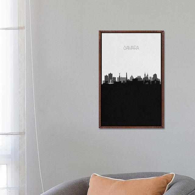 Samara, Russia City Skyline by Ayse Deniz Akerman - Print on Canvas Ebern Designs Size: 66.04cm H x 45.72cm W x 3.81cm D, Frame Option: Brown Floater on Productcaster.