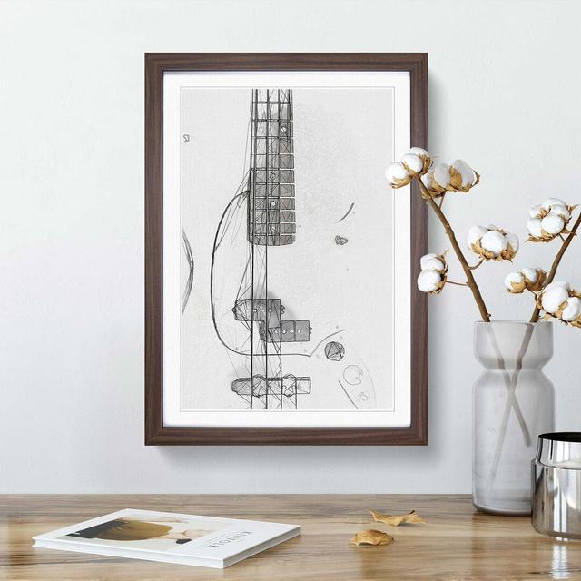 White Bass Guitar in Abstract - Picture Frame Graphic Art Print East Urban Home Size: 60cm H x 40cm W x 2cm D, Frame Option: Walnut on Productcaster.