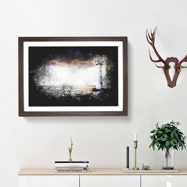 Lighthouse & Seascape Evening Glow Paint Splash - Picture Frame Graphic Art East Urban Home Frame Option: Walnut Framed, Size: 24cm H x 33cm W x 2cm D on Productcaster.