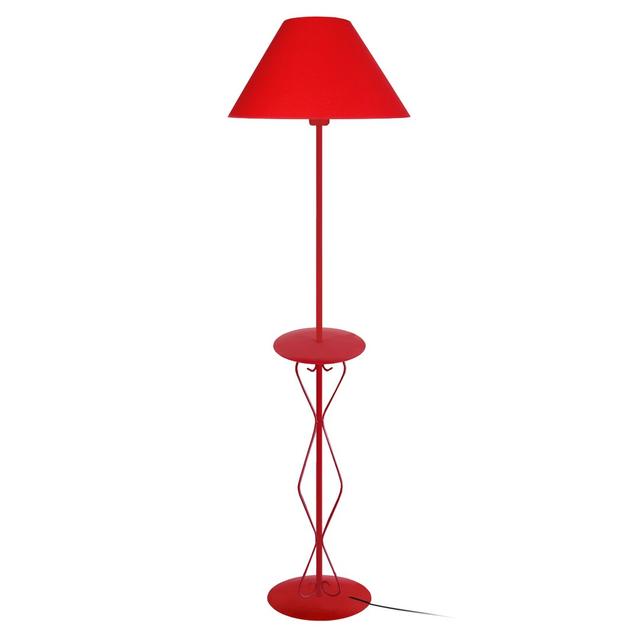 Dunaway 165cm Traditional Floor Lamp Fleur De Lis Living Base Finish: Red, Shade Colour: Red on Productcaster.