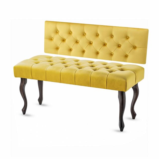 Jerez Upholstered Bench Mercer41 Colour: Yellow/Espresso, Size: H40 x W80 x D35cm on Productcaster.