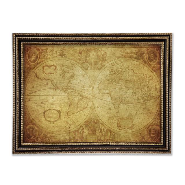 The Map of the World Vintage Borough Wharf Size: 60cm H x 84cm W x 3.4cm D, Format: Gold Framed Paper on Productcaster.