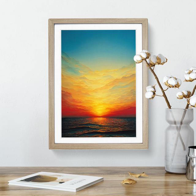 Royal Ocean Sunset House of Hampton Frame Colour: Oak Framed, Size: 46cm H x 34cm W x 2cm D on Productcaster.