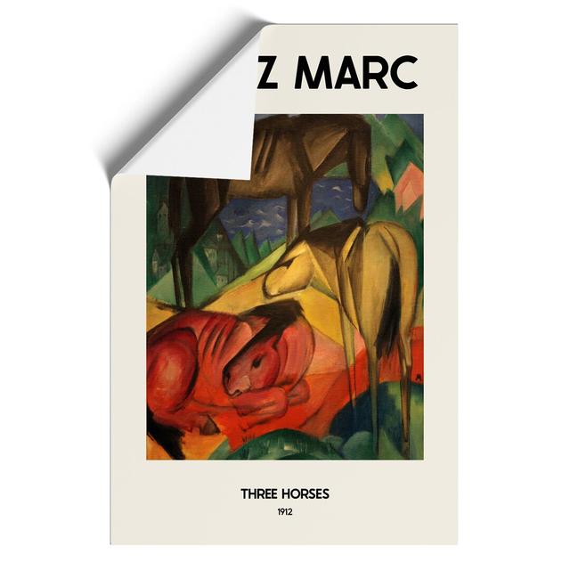 Three Horses by Franz Marc - Unframed Painting East Urban Home Size: 30cm H x 21cm Wx 0.1cm D on Productcaster.