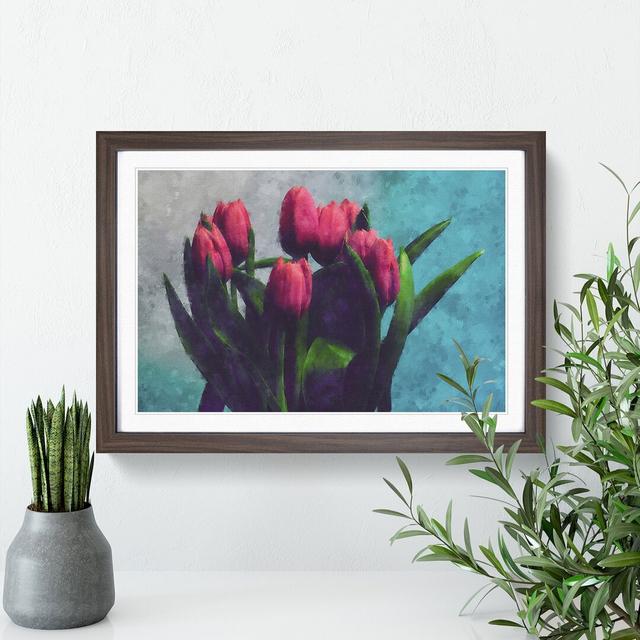 Bouquet Of Red Tulips Painting East Urban Home Format: Walnut, Size: 24cm H x 33cm W x 2cm D on Productcaster.