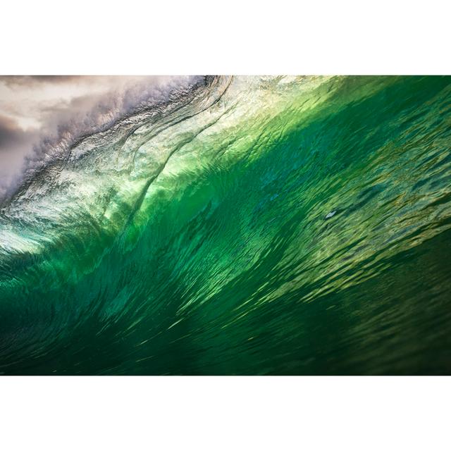 Green And Gold Wave - Wrapped Canvas Print Metro Lane Size: 81cm H x 122cm W x 3.8cm D on Productcaster.