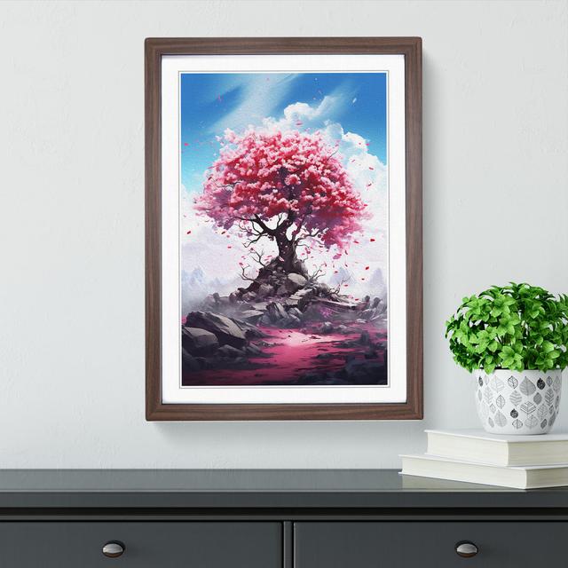 Cherry Blossom Tree Digital No.2 - Single Picture Frame Print on Wood Marlow Home Co. Format: Walnut Framed, Size: 34cm H x 25cm W x 2cm D on Productcaster.