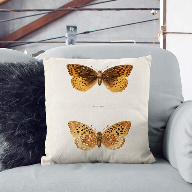 Great Spangled Fritillary Butterfly by S.F. Denton Cushion with Filling East Urban Home Size: 55cm H x 55cm W x 20cm D, Backing Colour: Stone on Productcaster.