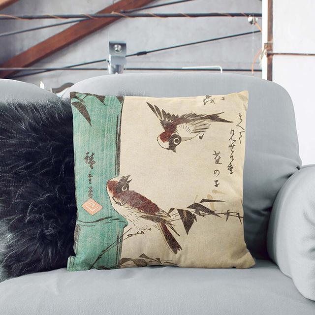 Bamboo & Sparrows by Utagawa Hiroshige Cushion with Filling East Urban Home Size: 55 x 55 cm on Productcaster.