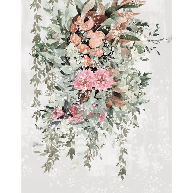 Hanging Florals On Grey - Wrapped Canvas Painting Rosalind Wheeler Size: 91cm H x 61cm W x 3.8cm D on Productcaster.