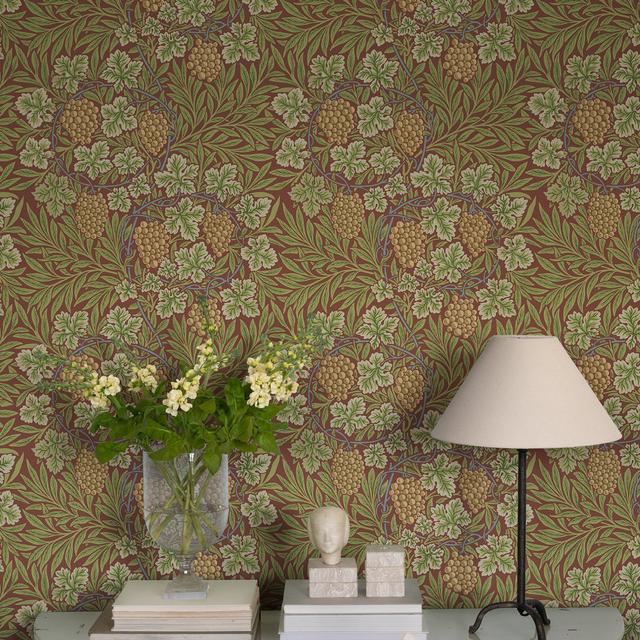 Alexavia Leafy Grape Vine 10.05m x 53cm Wallpaper Roll 17 Stories Colour: Multicolor Red on Productcaster.