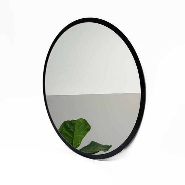 Haletky Round Framed Wall Mounted Mirror Ebern Designs Finish: Black, Size: 50 H x 50 W on Productcaster.