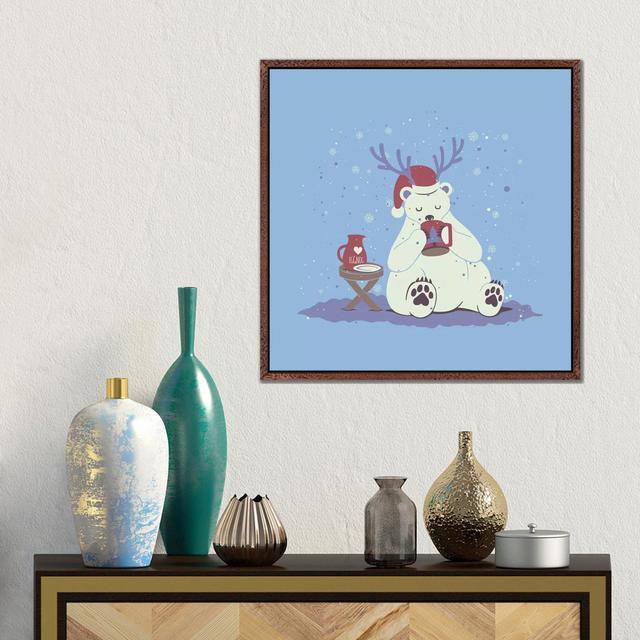 Polar Xmas Eggnog Happy Larry Format: Classic Wood Framed, Size: 45.72cm H x 45.72cm W x 3.81cm D on Productcaster.