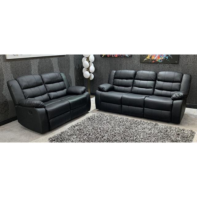 Roma 2 Piece Sofa Set (Set of 2) Rosalind Wheeler Upholstery Colour: Black on Productcaster.