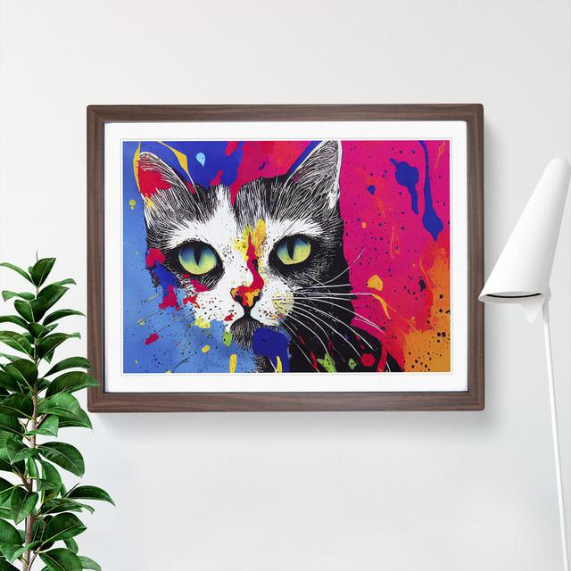 XH1022-1863X Cat Splashed Vol.6 Abstract - Single Picture Frame Painting Marlow Home Co. Size: 34cm H x 46cm W x 2cm D, Frame Colour: Walnut on Productcaster.